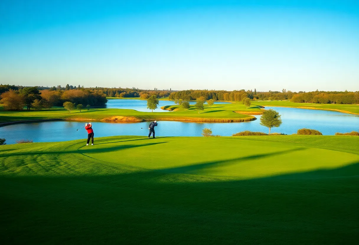 Golfer at OKC Municipal Golf Course executing a perfect shot