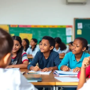 Students in an Oklahoma classroom focusing on academics without mandatory Bible instruction