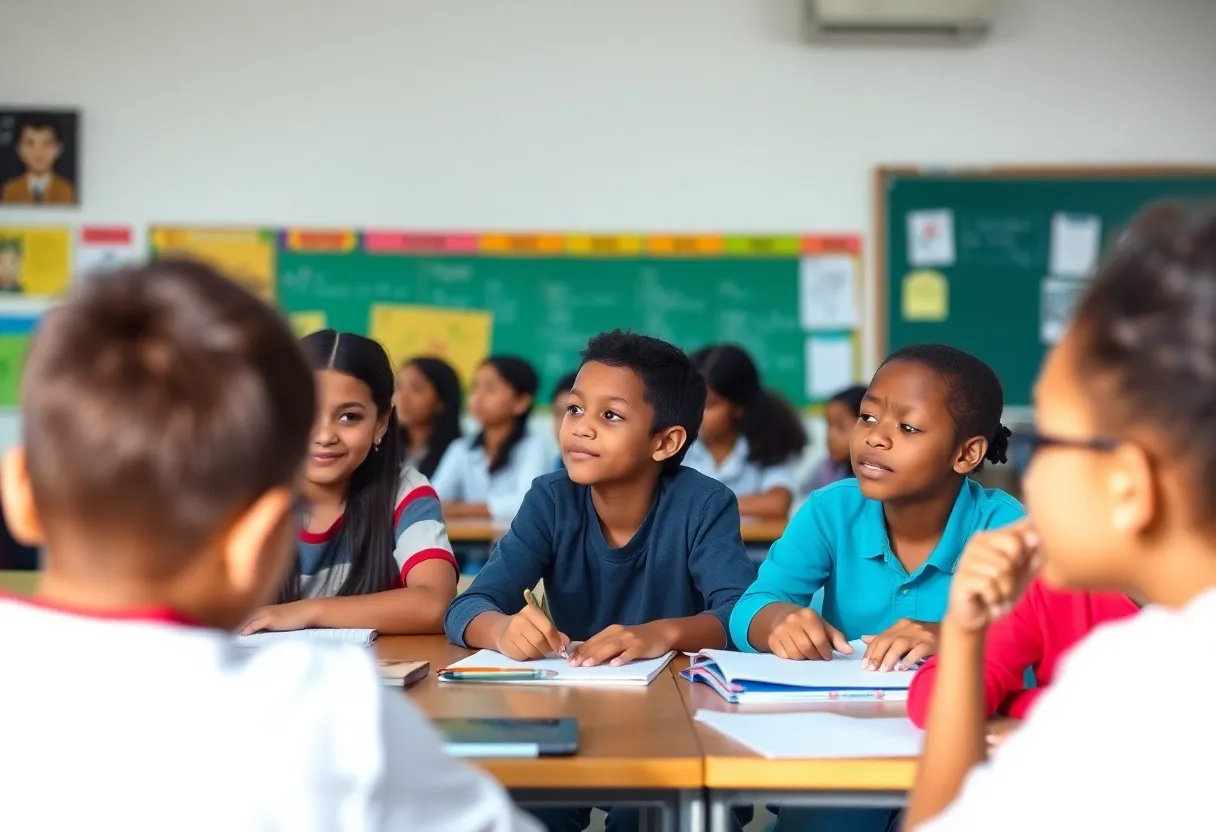 Students in an Oklahoma classroom focusing on academics without mandatory Bible instruction