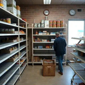 Empty food pantry shelves representing the potential suspension of Oklahoma SNAP benefits
