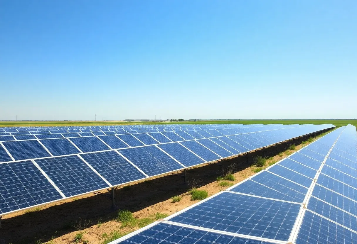 Solar panels in a vast open field in Oklahoma
