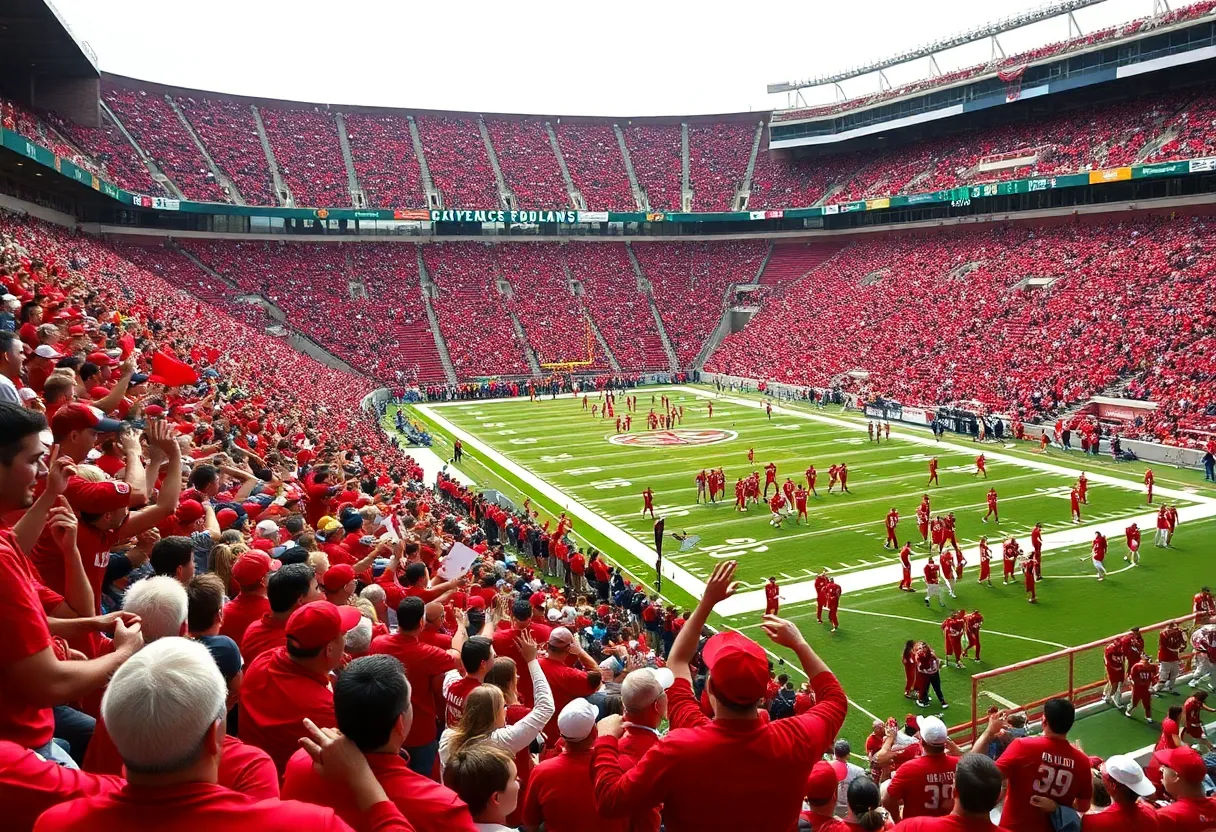 Oklahoma Sooners fans celebrating a football victory