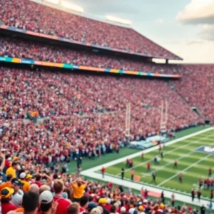 Oklahoma Sooners team celebrating a victory in a football game.