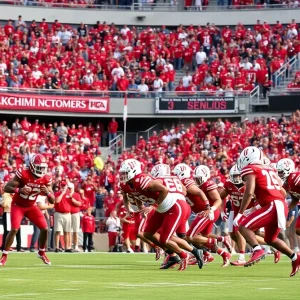 Oklahoma Sooners defense celebrating after a victory