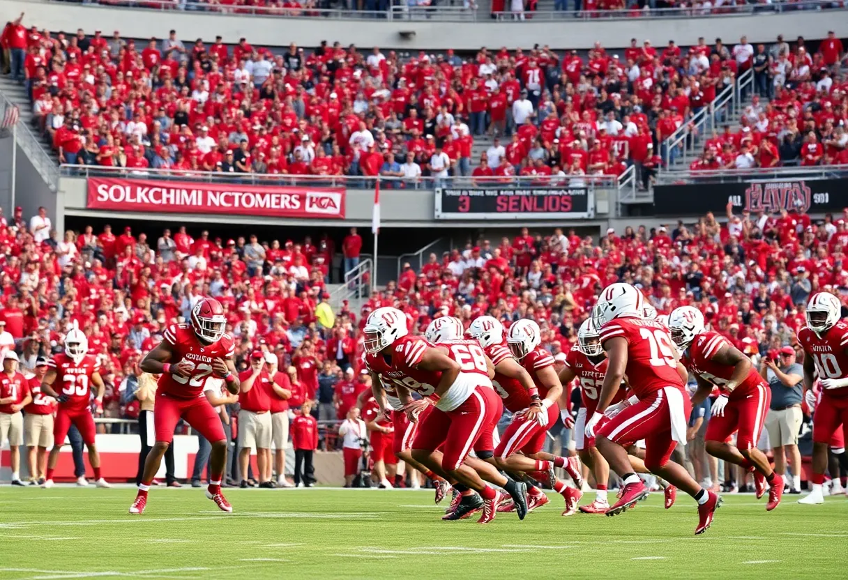 Oklahoma Sooners defense celebrating after a victory