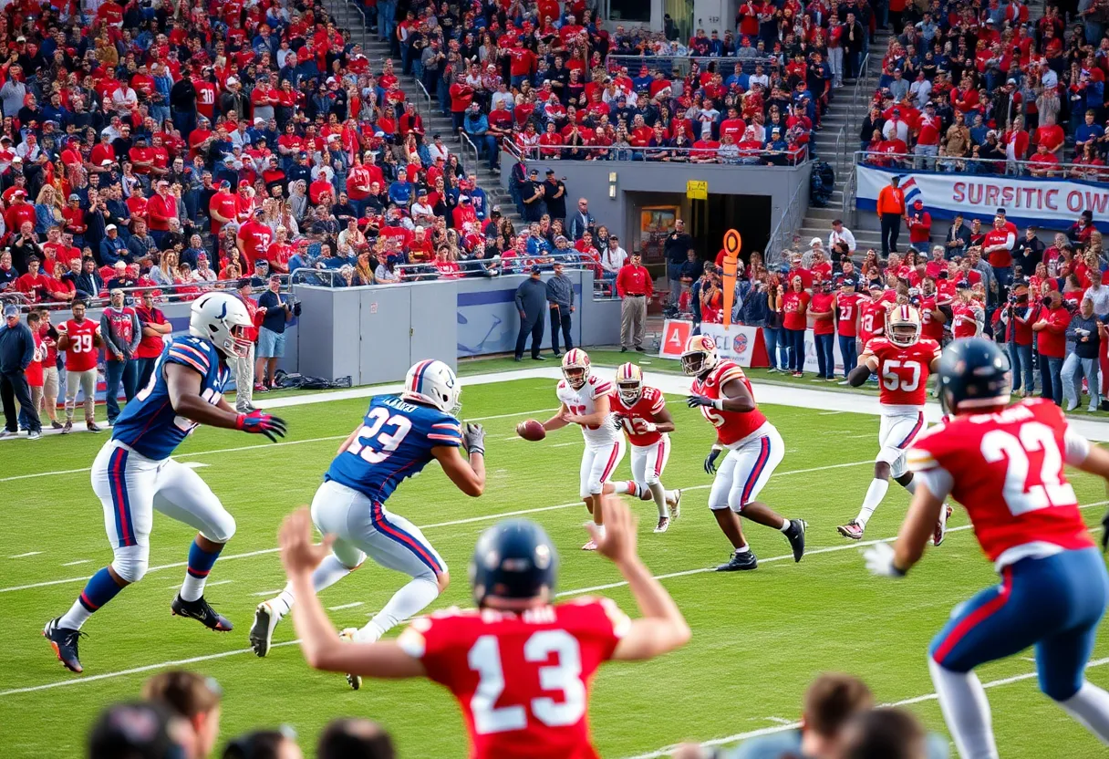 Football game action between Oklahoma Sooners and South Carolina Gamecocks