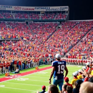 Exciting college football game between Oklahoma Sooners and Kent State