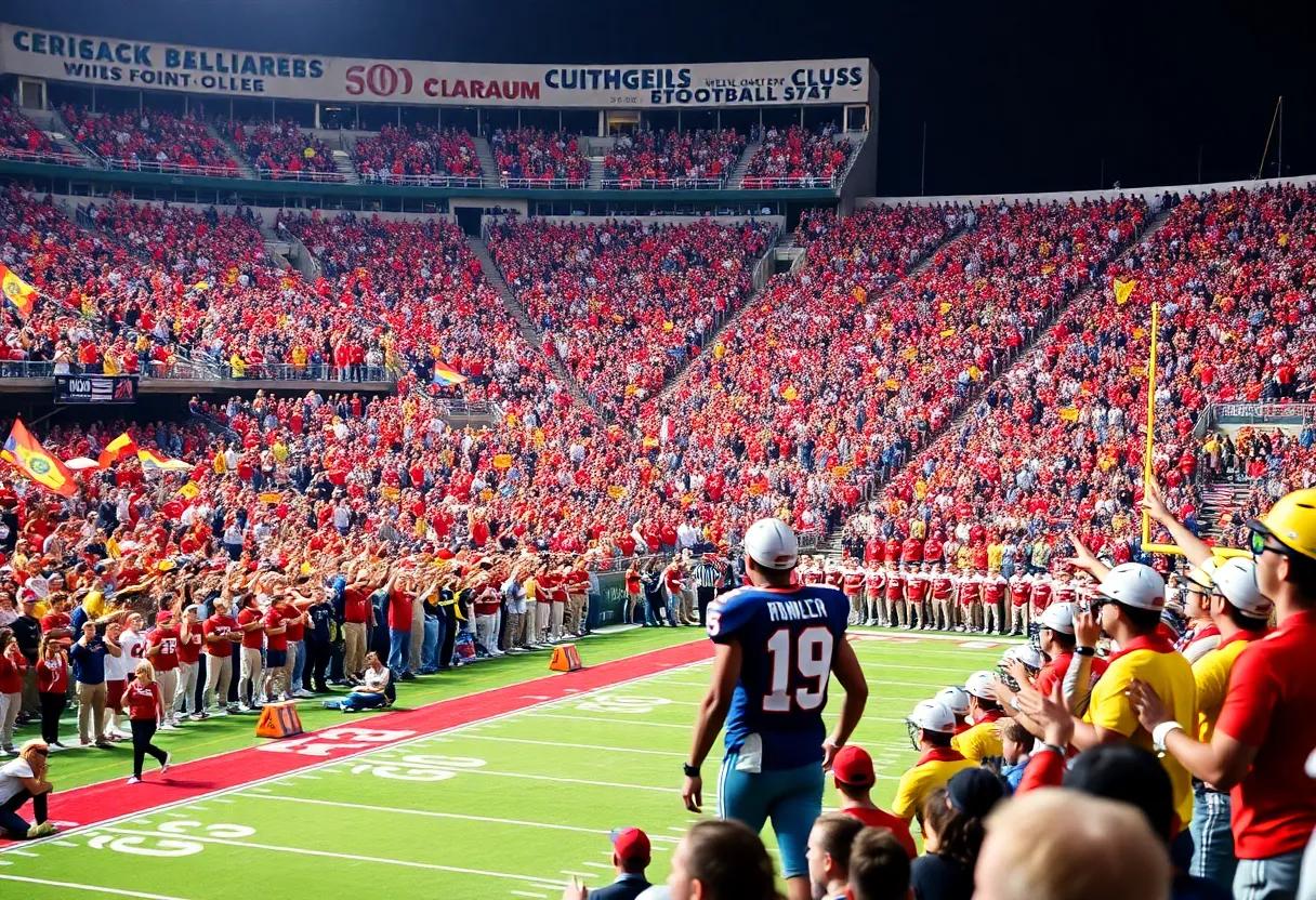 Exciting college football game between Oklahoma Sooners and Kent State