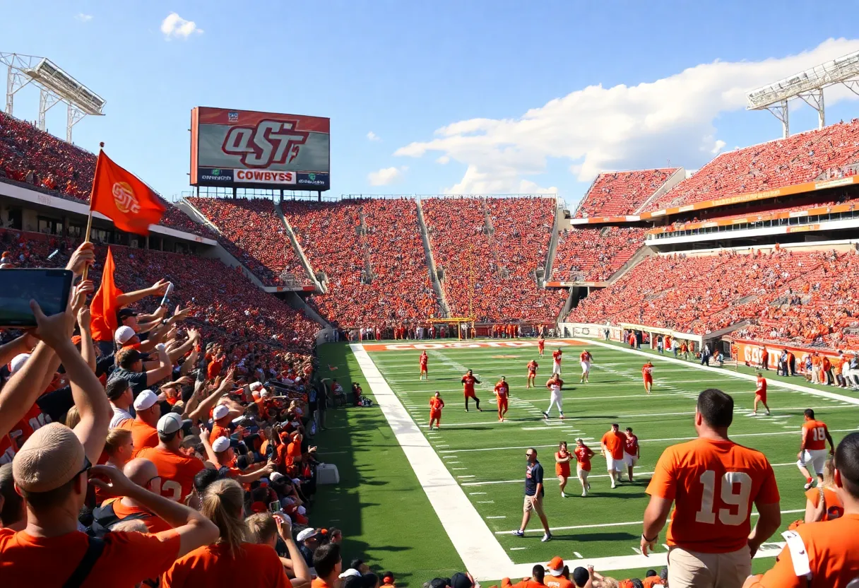 Oklahoma State Cowboys football team during a game against Texas Tech