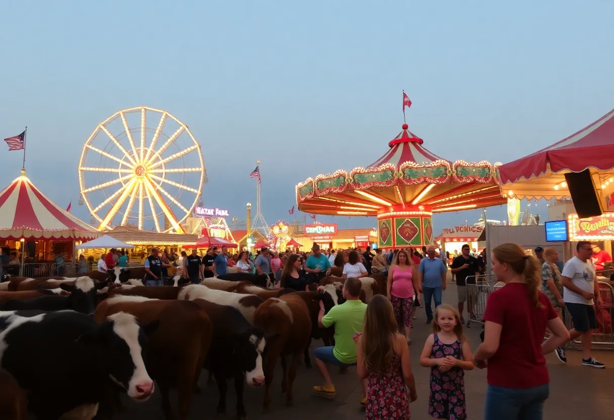 Families at the Oklahoma State Fair enjoying rides and attractions