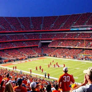 Oklahoma State football team in action during the game against Cincinnati.