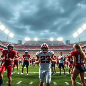 Oklahoma State University football stadium and student-athletes in action.