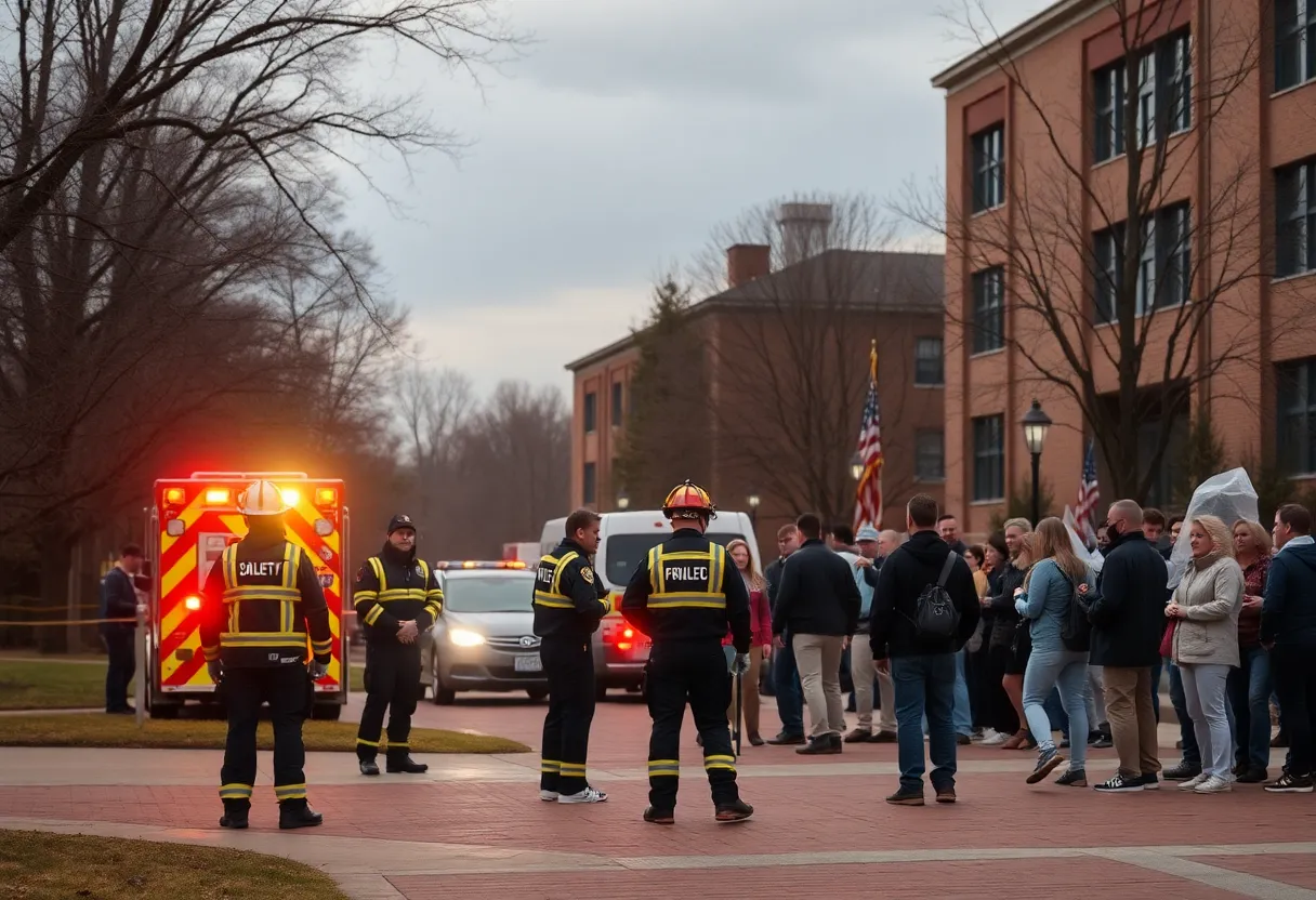Emergency responders at Oklahoma State University after a shooting incident