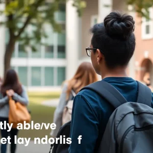 Oklahoma State University campus with students walking