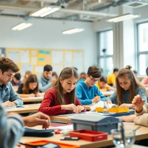 Students participating in vocational training in a classroom setting