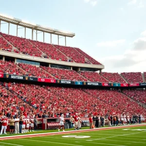 Oklahoma Sooners playing against Ole Miss Rebels in a college football game