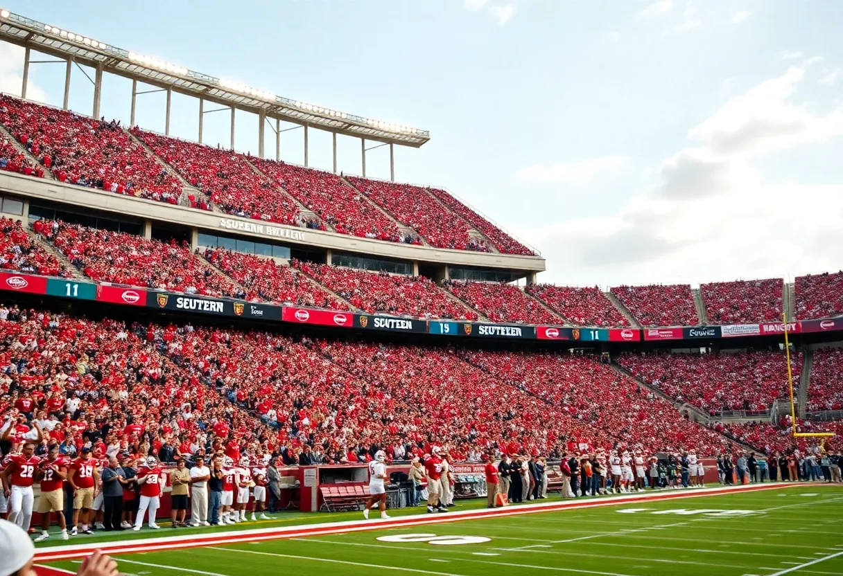 Oklahoma Sooners playing against Ole Miss Rebels in a college football game