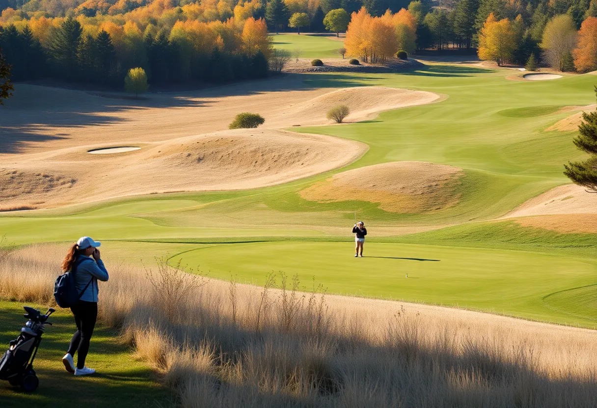 Oklahoma women's golf team practicing on the Tulsa Country Club during the Dale McNamara Invitational.