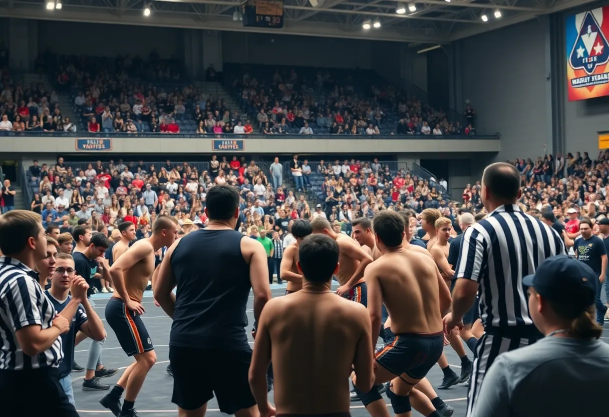 Wrestlers competing in the National Duals Invitational tournament