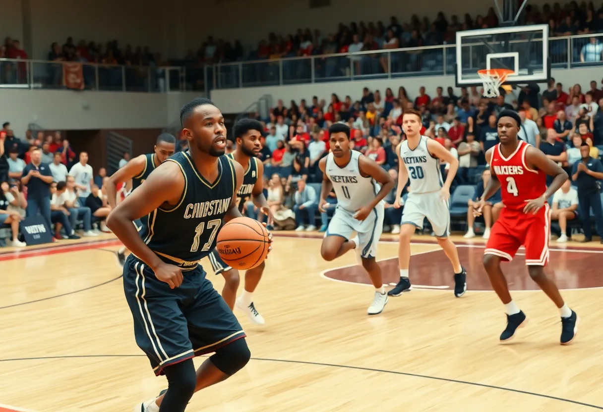 Oklahoma City Thunder players in action during a basketball game