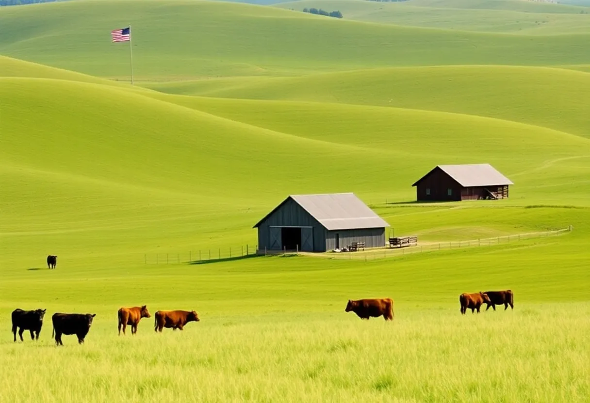 Ranch landscape in Oklahoma showcasing sustainable farming practices