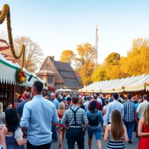 Oktoberfest celebration at OKC Fairgrounds with families enjoying traditional activities.