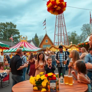 Families enjoying Oktoberfest festivities with beer gardens and live music at OKC Fairgrounds