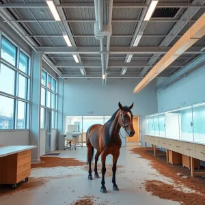 OSU Equine Research Lab construction site with advanced imaging technology.