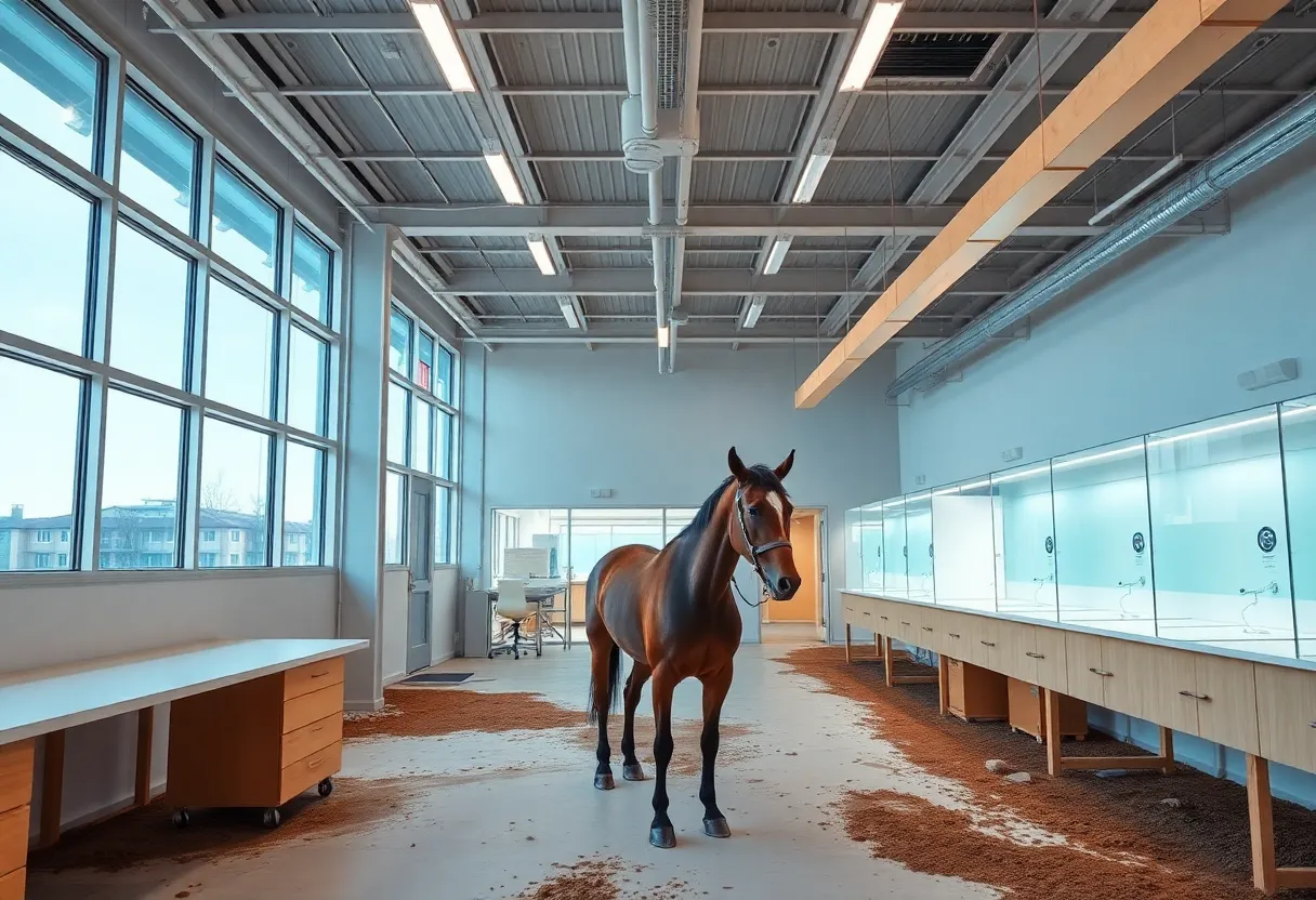 OSU Equine Research Lab construction site with advanced imaging technology.