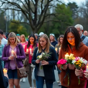 Community members participating in OSU homecoming memorial walk