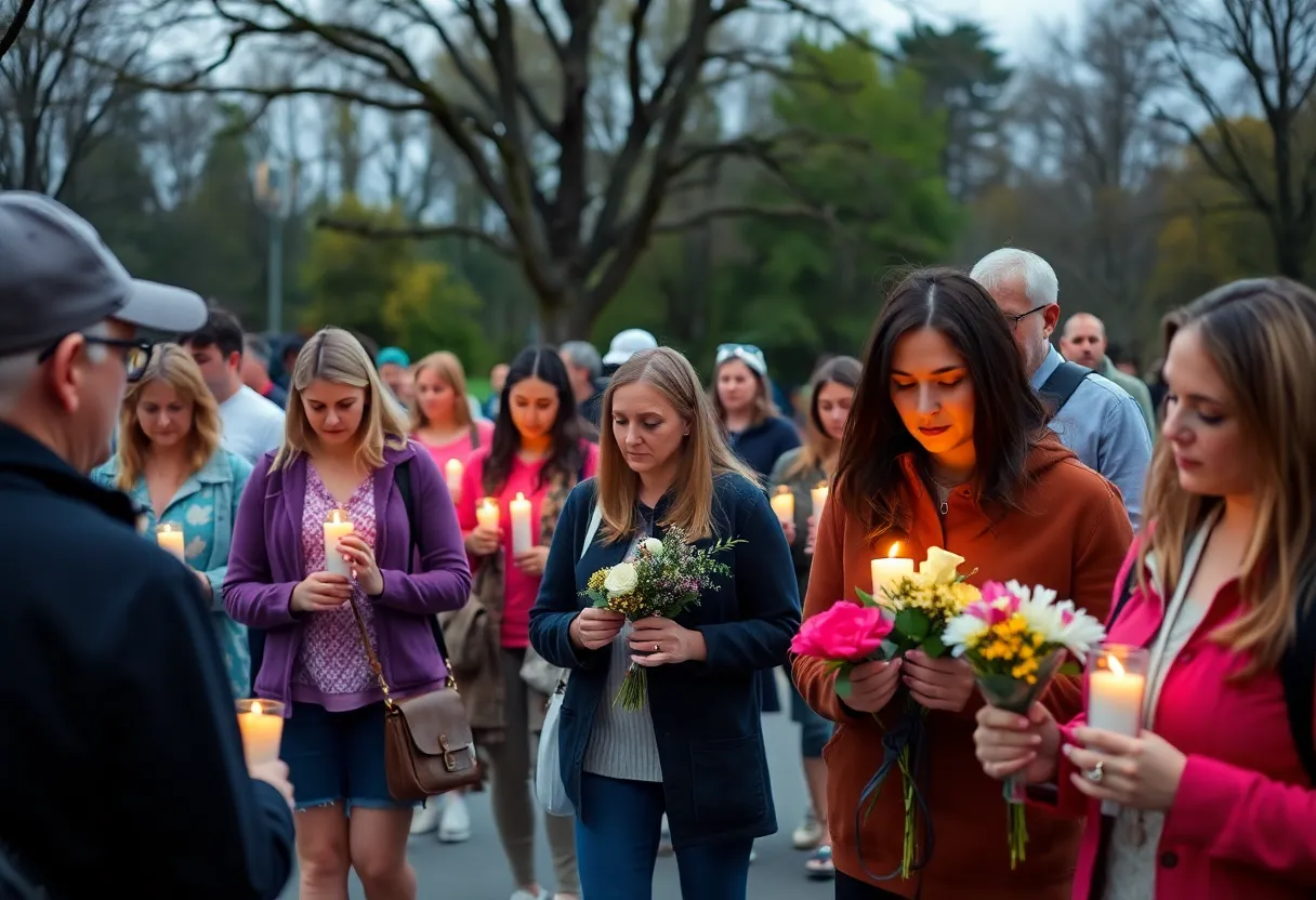 Community members participating in OSU homecoming memorial walk