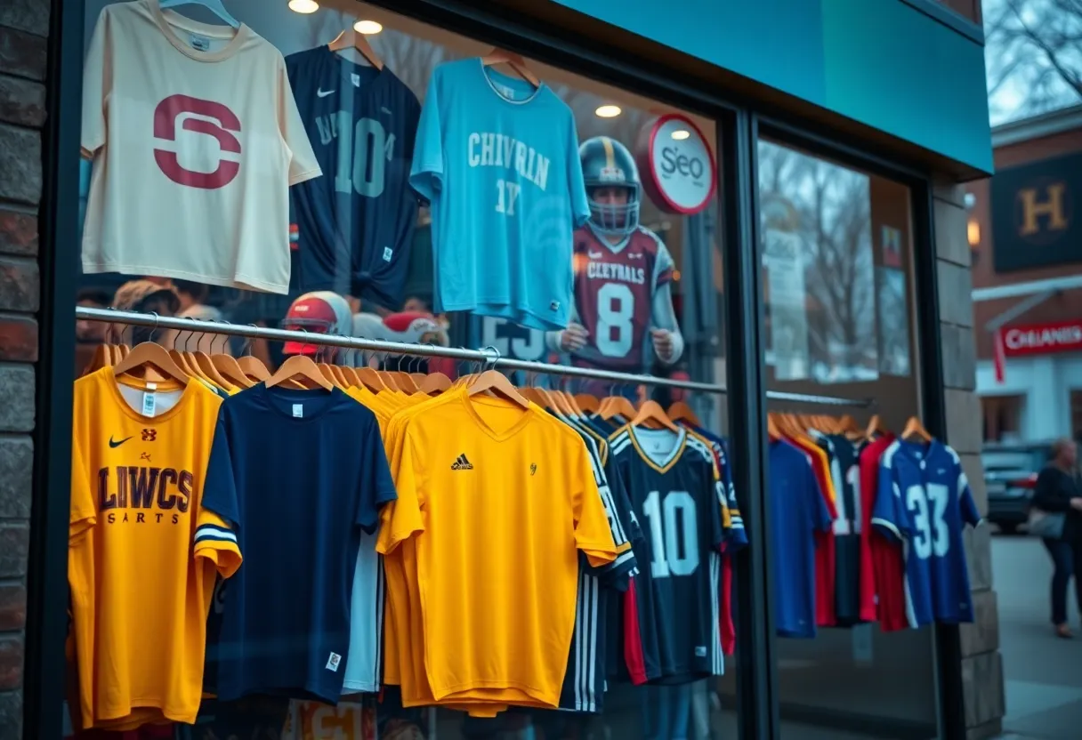 A storefront with unsold OSU sports merchandise after a major game loss.