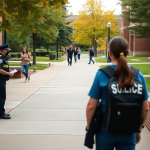 Police officers on Oklahoma State University campus