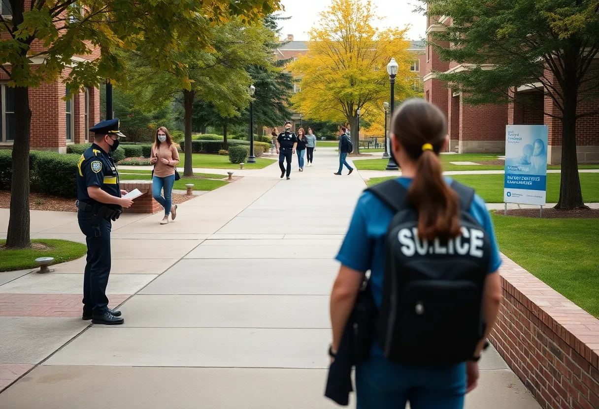 Police officers on Oklahoma State University campus