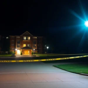 Police presence outside a dormitory at Oklahoma State University after a shooting incident