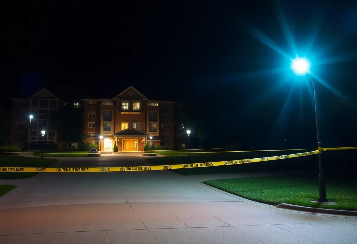 Police presence outside a dormitory at Oklahoma State University after a shooting incident