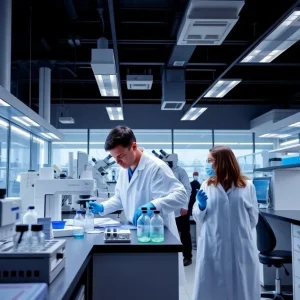 Researchers in a state-of-the-art laboratory at OU Health Sciences Center