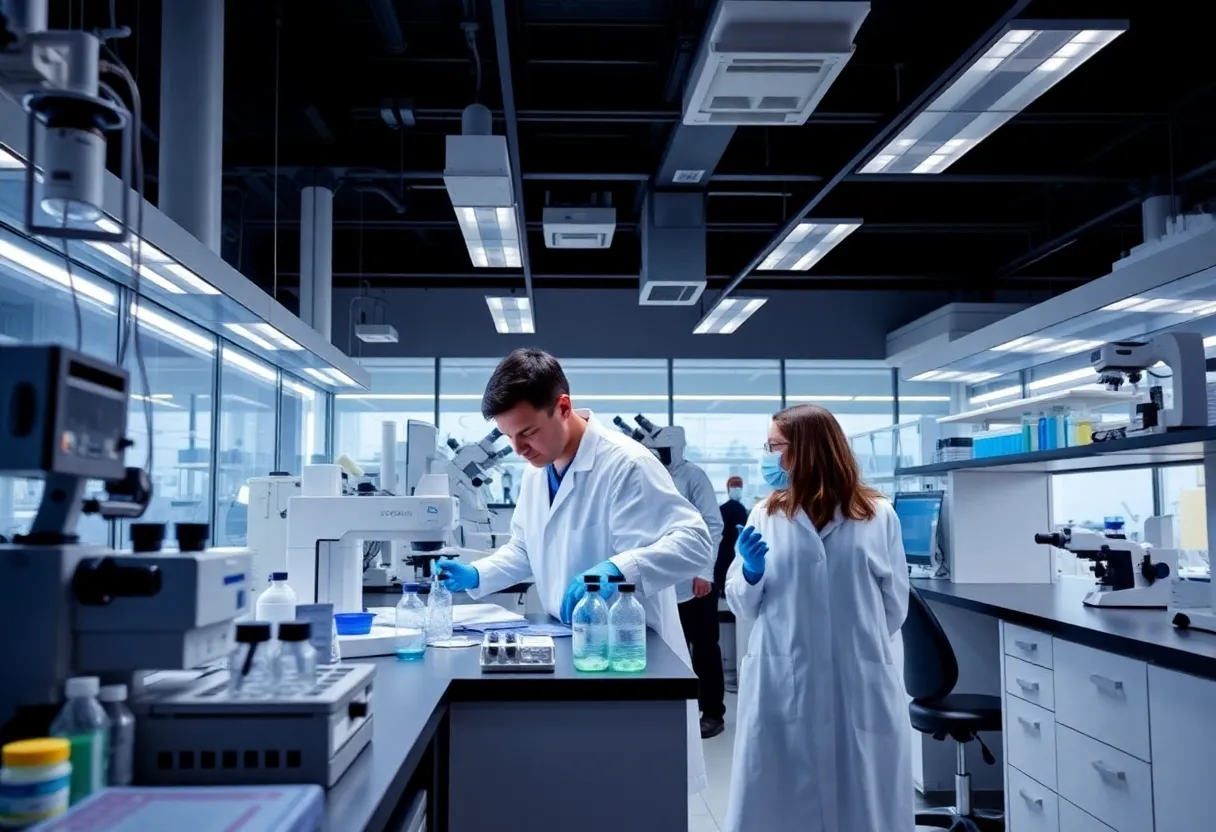 Researchers in a state-of-the-art laboratory at OU Health Sciences Center