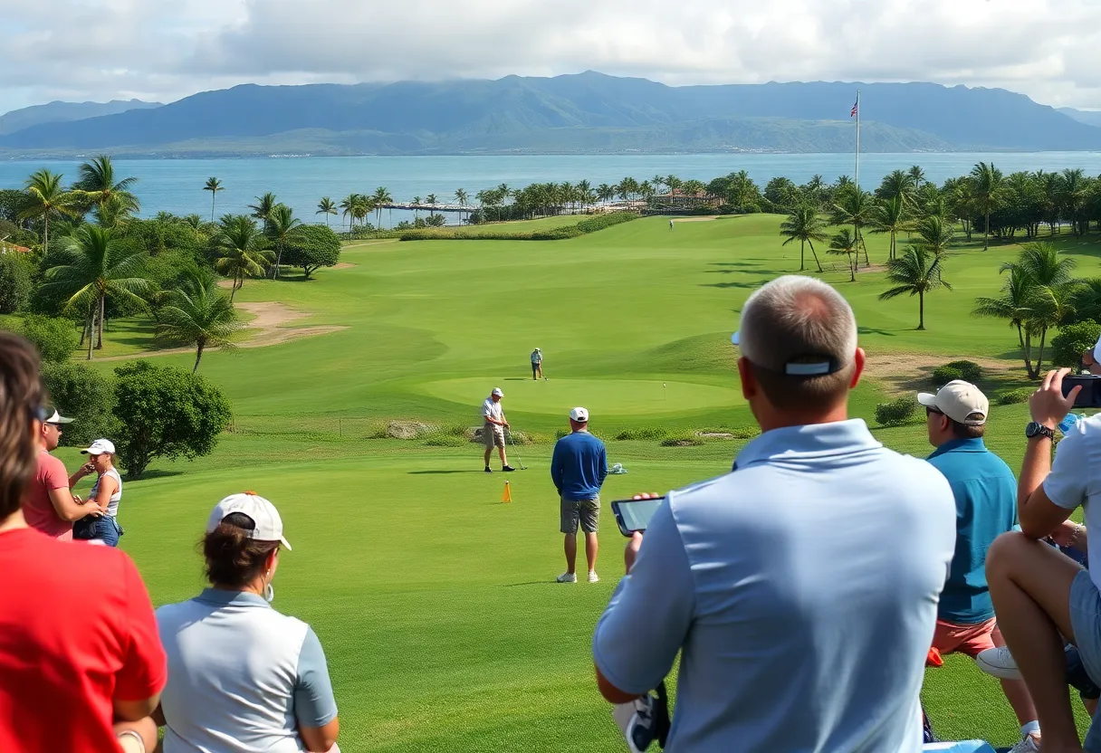 Golfers from the University of Oklahoma competing in a tournament in Hawai'i.
