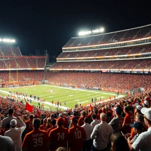 Fans at the OU Sooners vs Texas Longhorns game