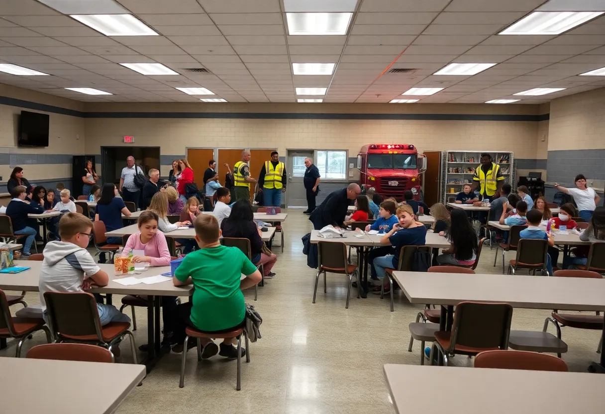 Students and staff evacuating Parkview Elementary School due to a chemical odor.