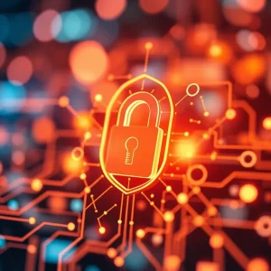 Abstract image illustrating fintech and mobile banking security concepts.
