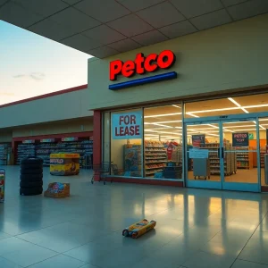 Closed Petco store in Oklahoma City with for lease sign