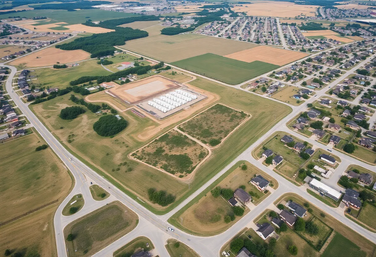 Aerial view of the proposed data center site in Yukon, Oklahoma