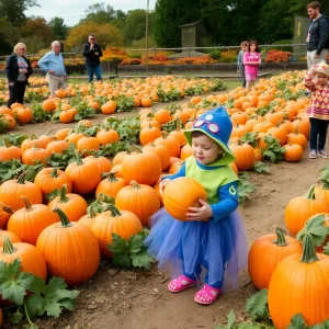Children in costumes at the Oklahoma City Halloween pumpkin patch