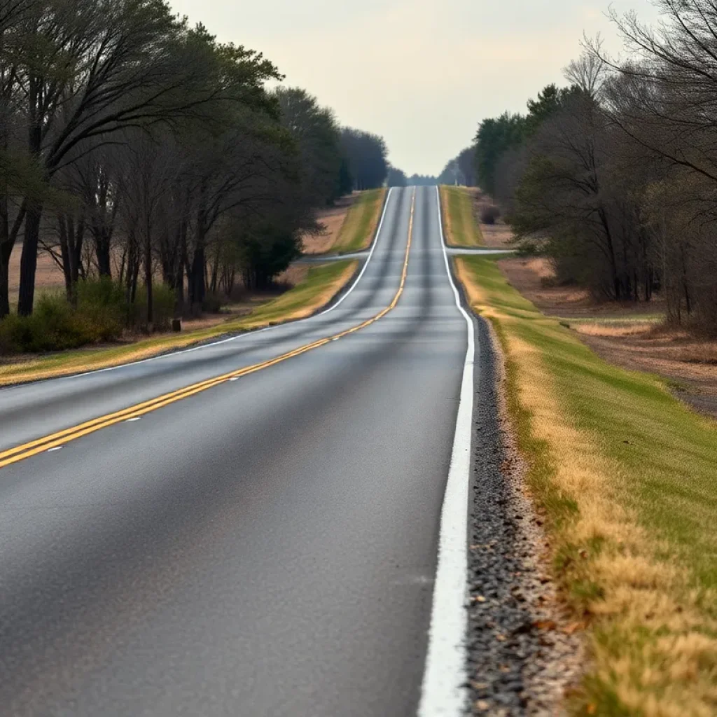 Scene of a rural highway in Seminole County, Oklahoma