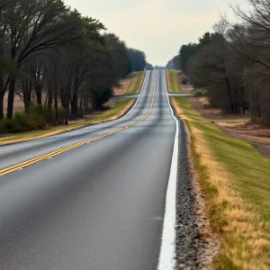 Scene of a rural highway in Seminole County, Oklahoma