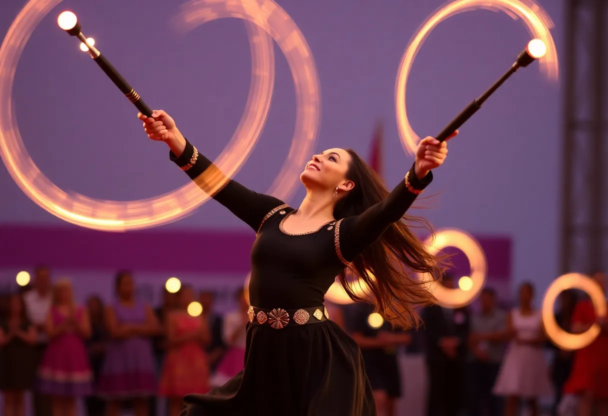Feature twirler Samantha Rizzo performing at a home game.
