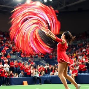 Baton twirling performance during a university event