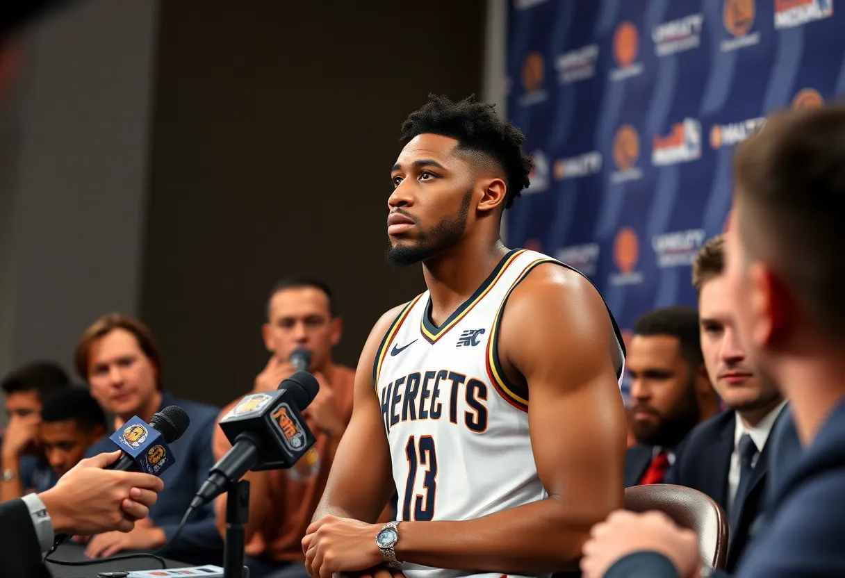 Shai Gilgeous-Alexander discussing priorities at a press conference